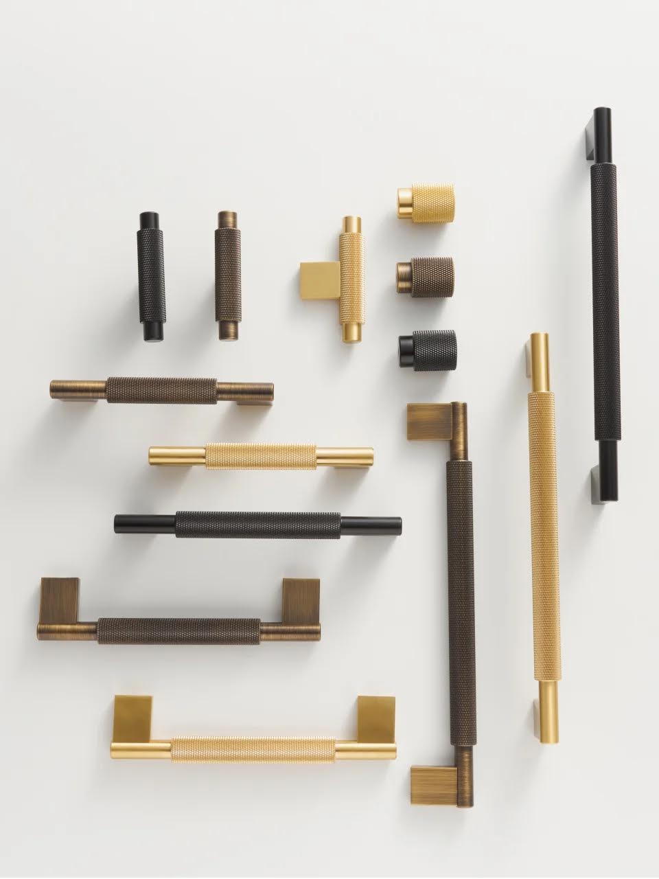 Solid Metal Brass Knurled Textured Handles - GRASSETO