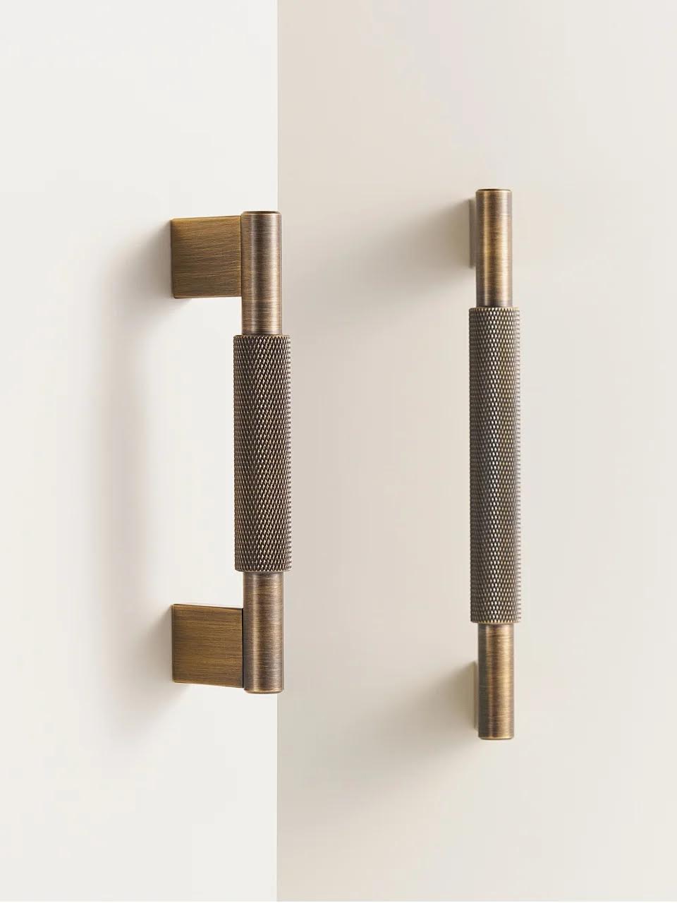 Solid Metal Brass Knurled Textured Handles - GRASSETO