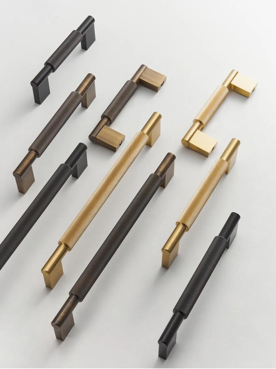 Solid Metal Brass Knurled Textured Handles - GRASSETO