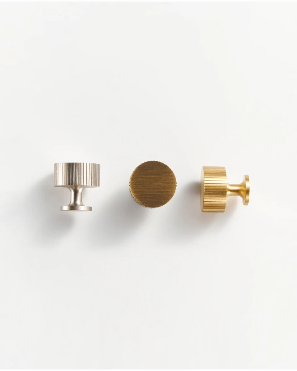 Solid Metal Brass Knurled Textured Handles - ELEGANTE