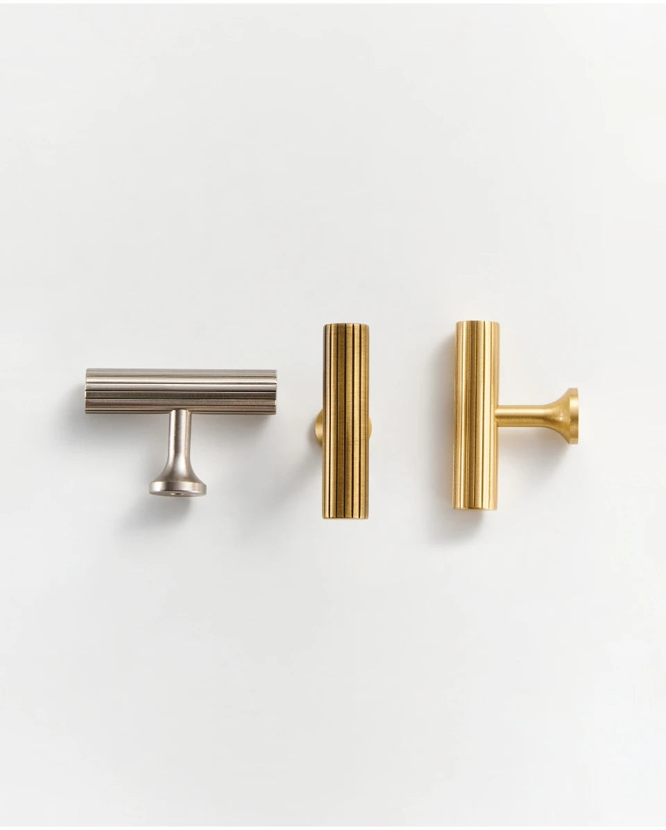 Solid Metal Brass Knurled Textured Handles - ELEGANTE