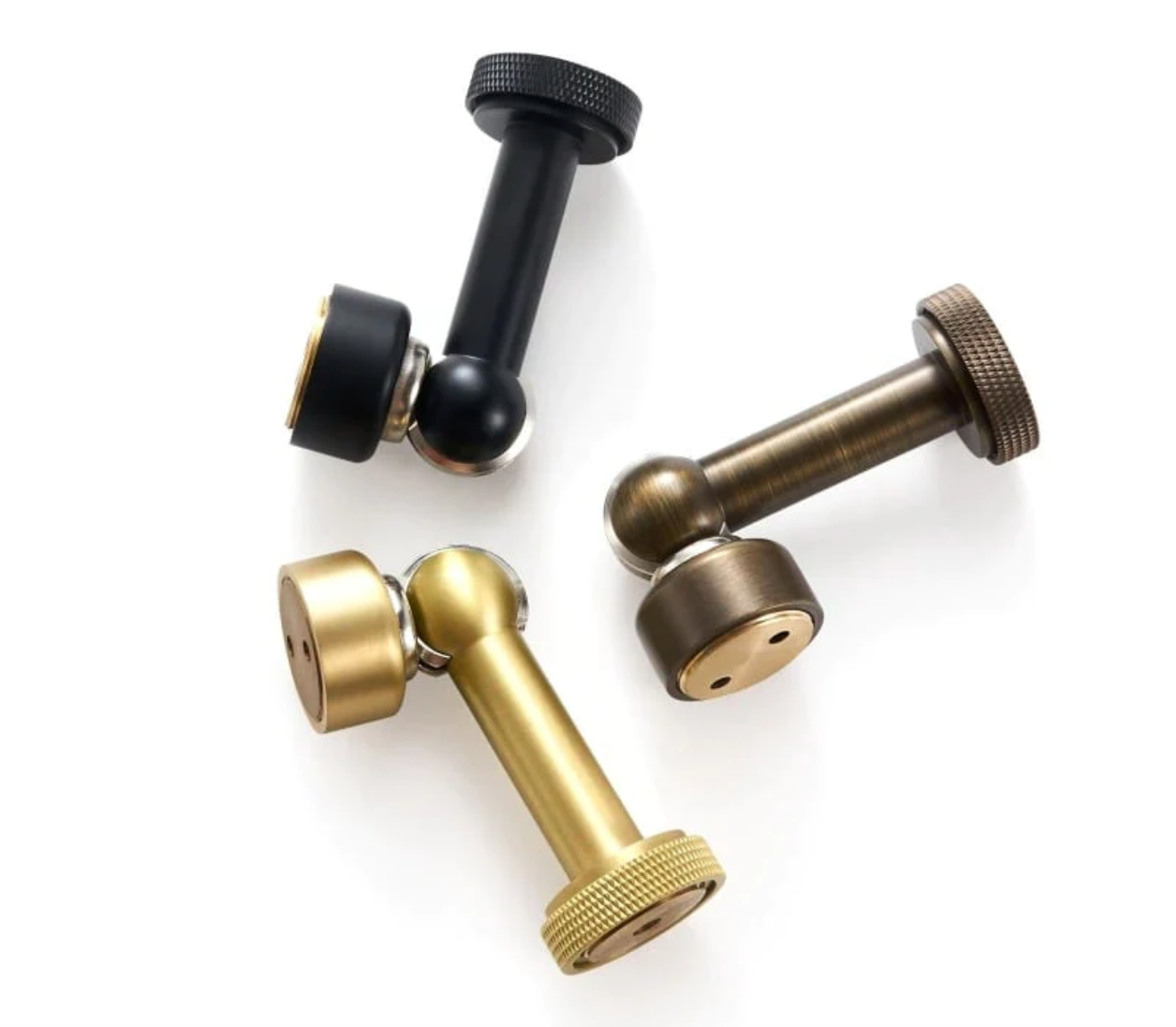 Satin Brass Metal Knurled Textrured Magnetic Door Stopper