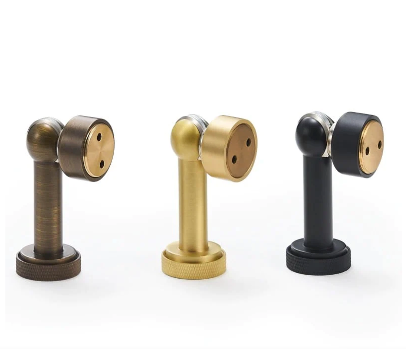 Matte Black Brass Metal Knurled Textured Magnetic Door Stopper