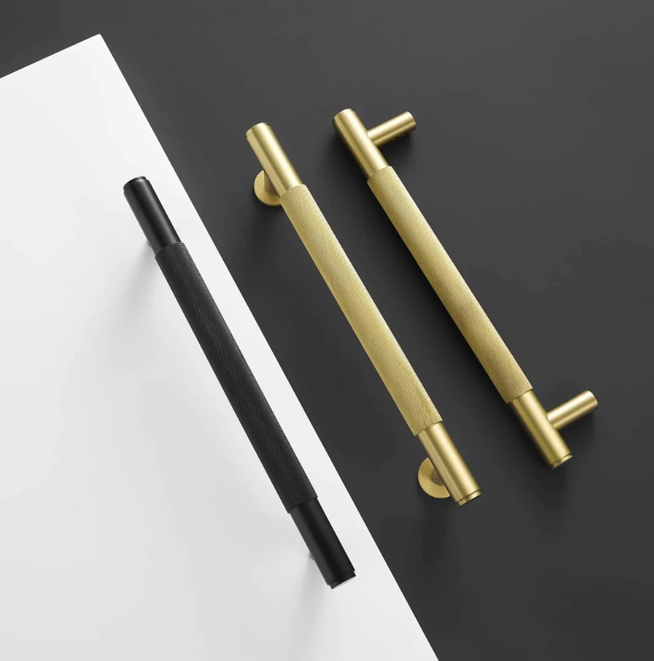 Satin Brass Knurled Appliance Pull 10"