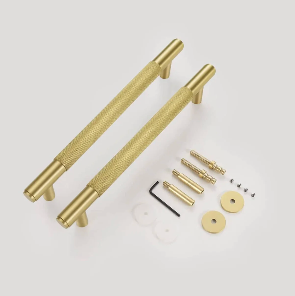 Satin Brass Knurled Appliance Pull 10"