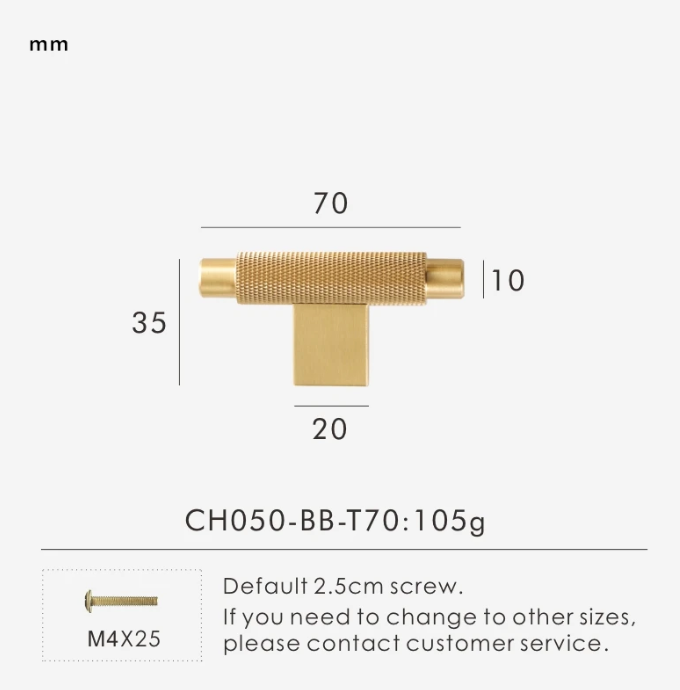Solid Metal Brass Knurled Textured Handles - GRASSETO