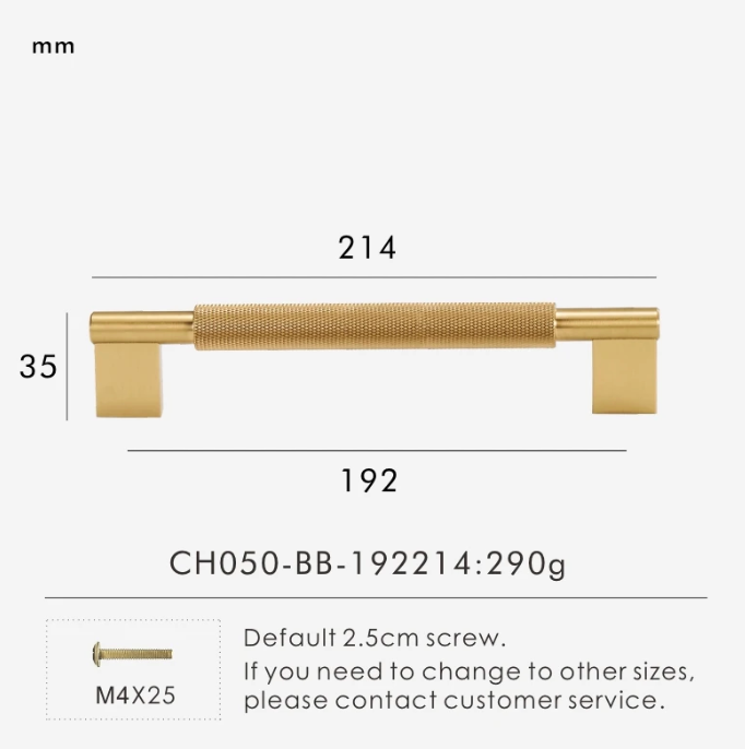 Solid Metal Brass Knurled Textured Handles - GRASSETO