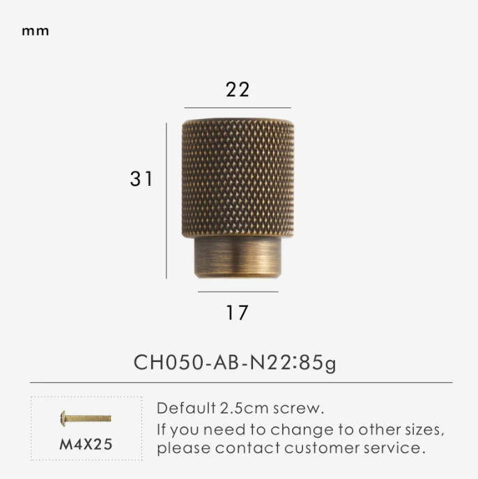 Solid Metal Brass Knurled Textured Handles - GRASSETO