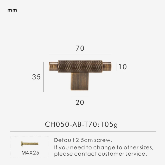 Solid Metal Brass Knurled Textured Handles - GRASSETO