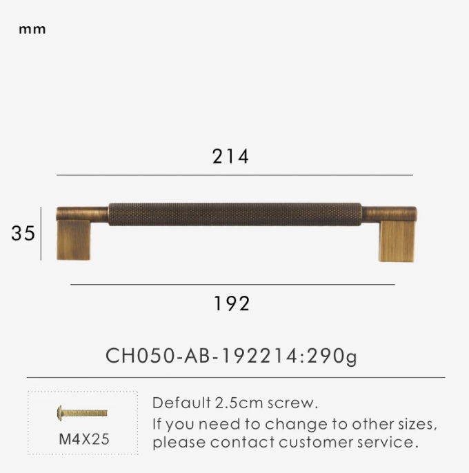 Solid Metal Brass Knurled Textured Handles - GRASSETO