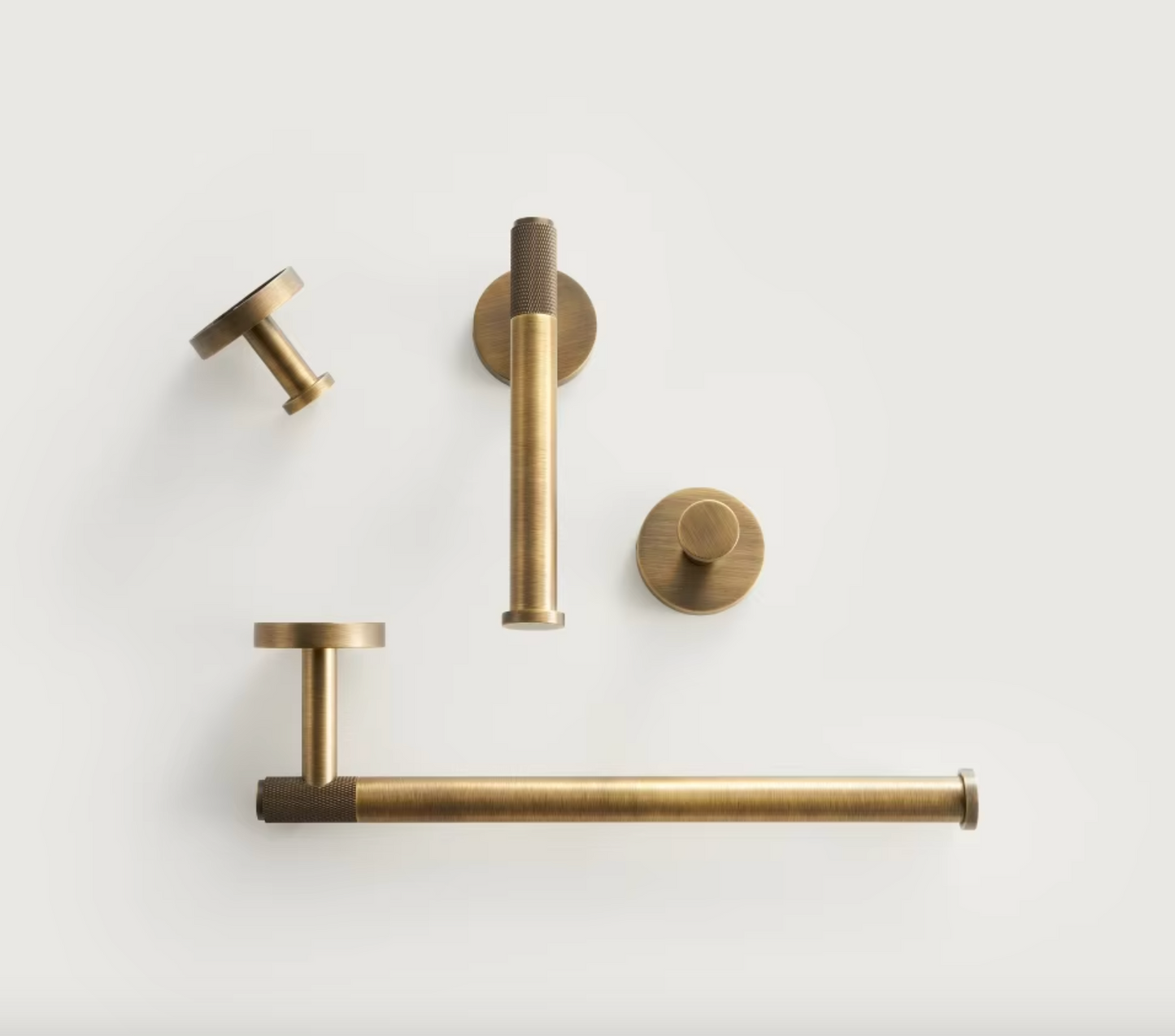 Brass Modern Knurled Bathroom Hardware (Aged Patina Brass)