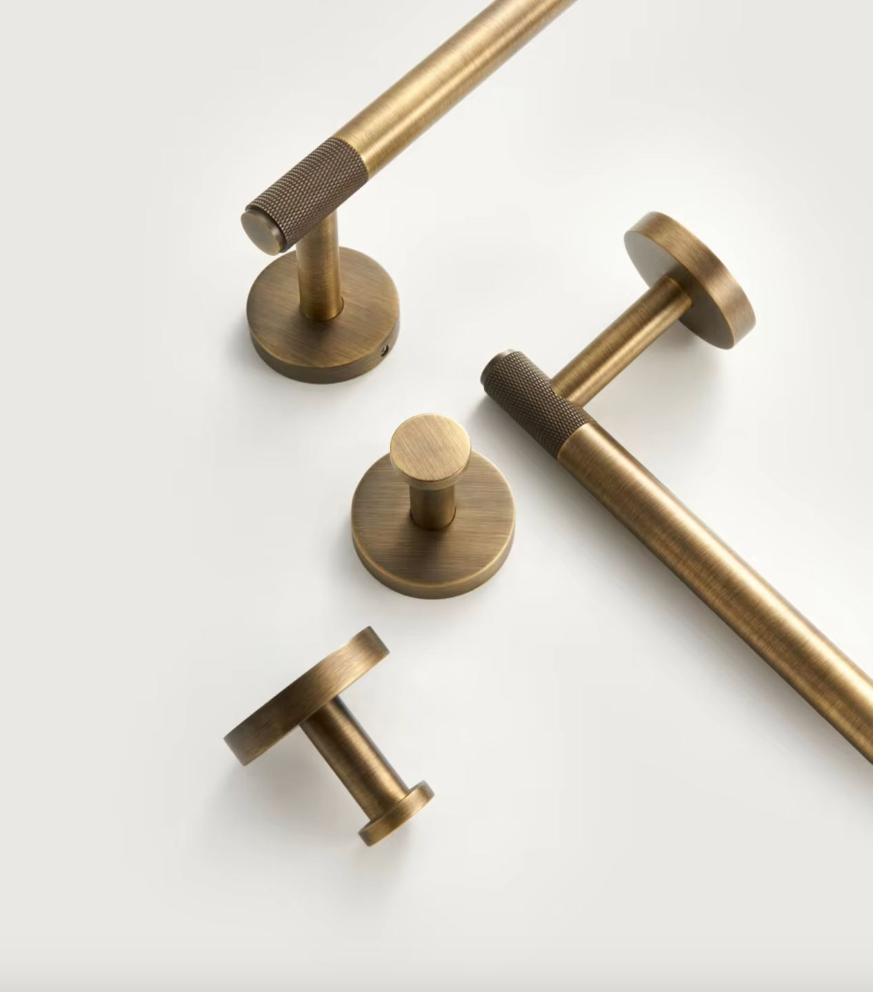 Brass Modern Knurled Bathroom Hardware (Aged Patina Brass)