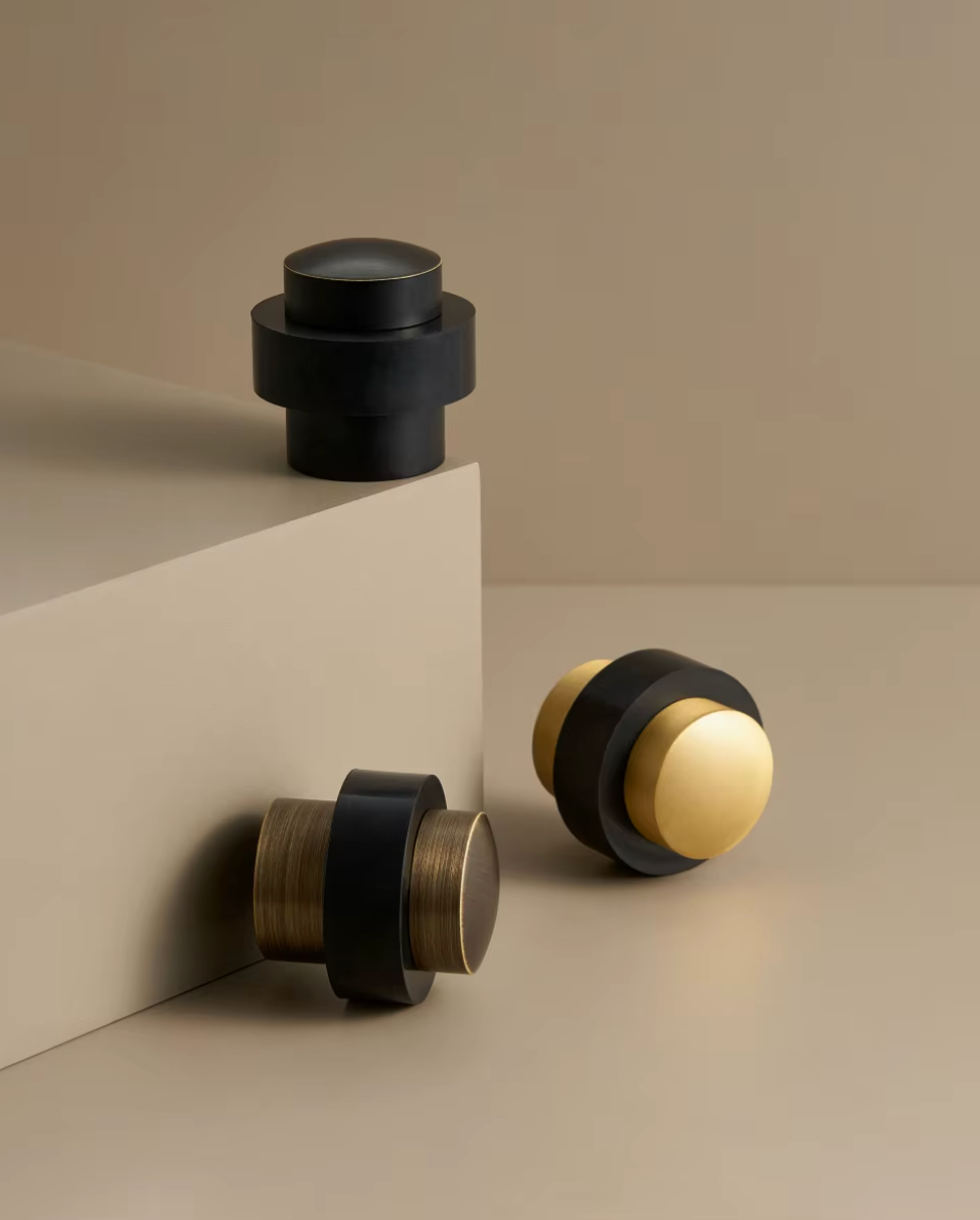 Solid Brass Door Stopper With Heavy Duty Rubber Bumper (Aged Patina Brass)