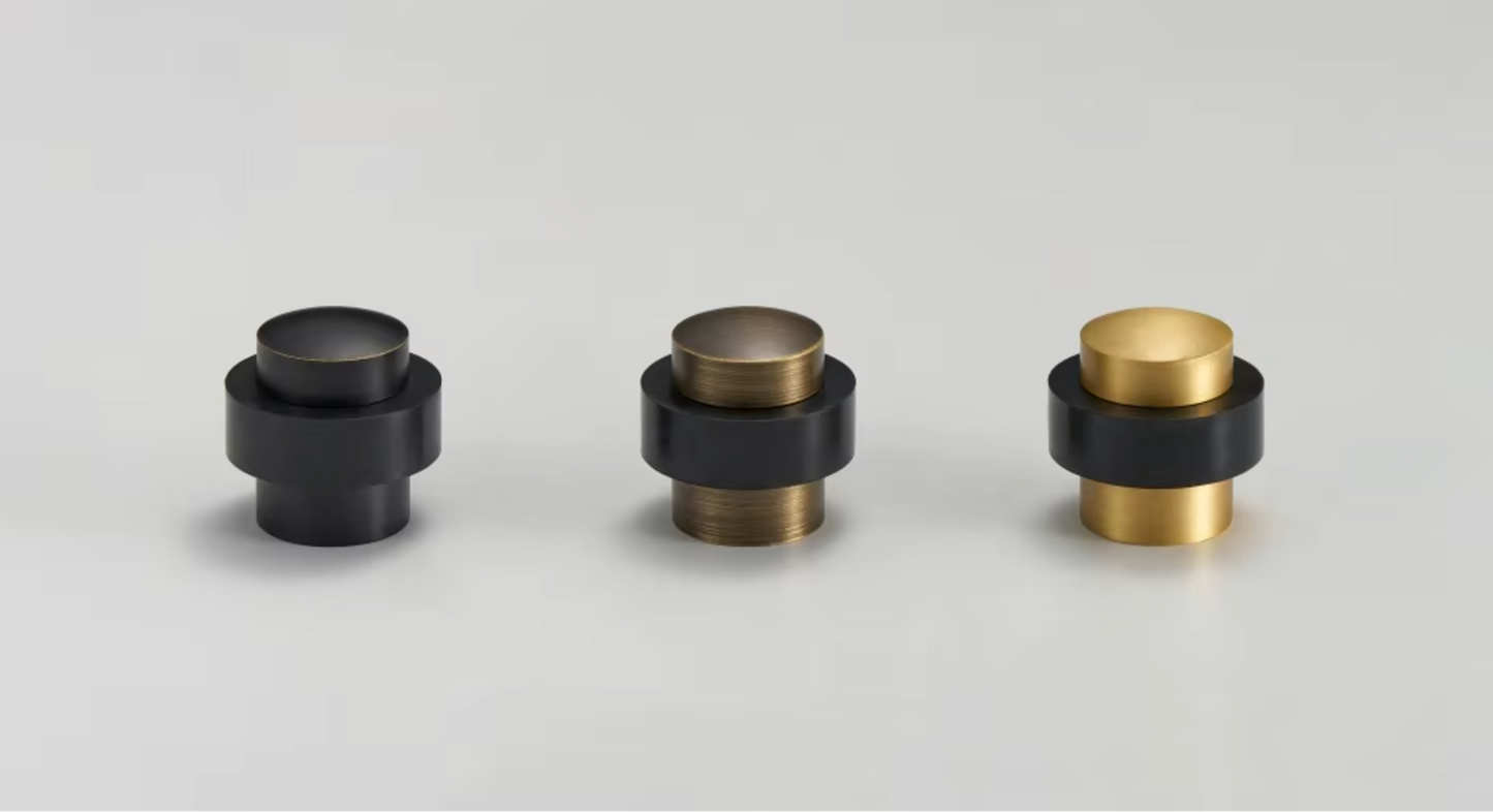 Solid Brass Door Stopper With Heavy Duty Rubber Bumper (Aged Patina Brass)