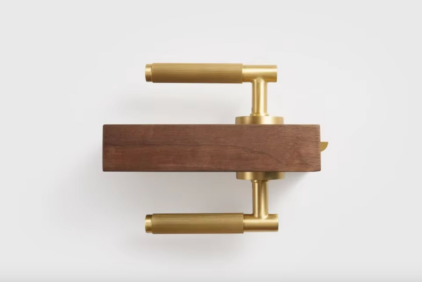 Satin Brass Linear Grooved Textured Interior Door Lever Handle Set