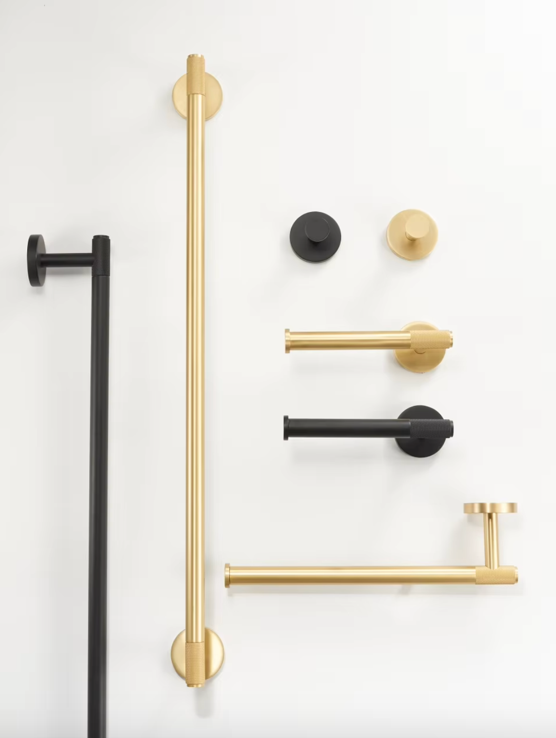 Brass Modern Knurled Bathroom Hardware (Satin Brass)