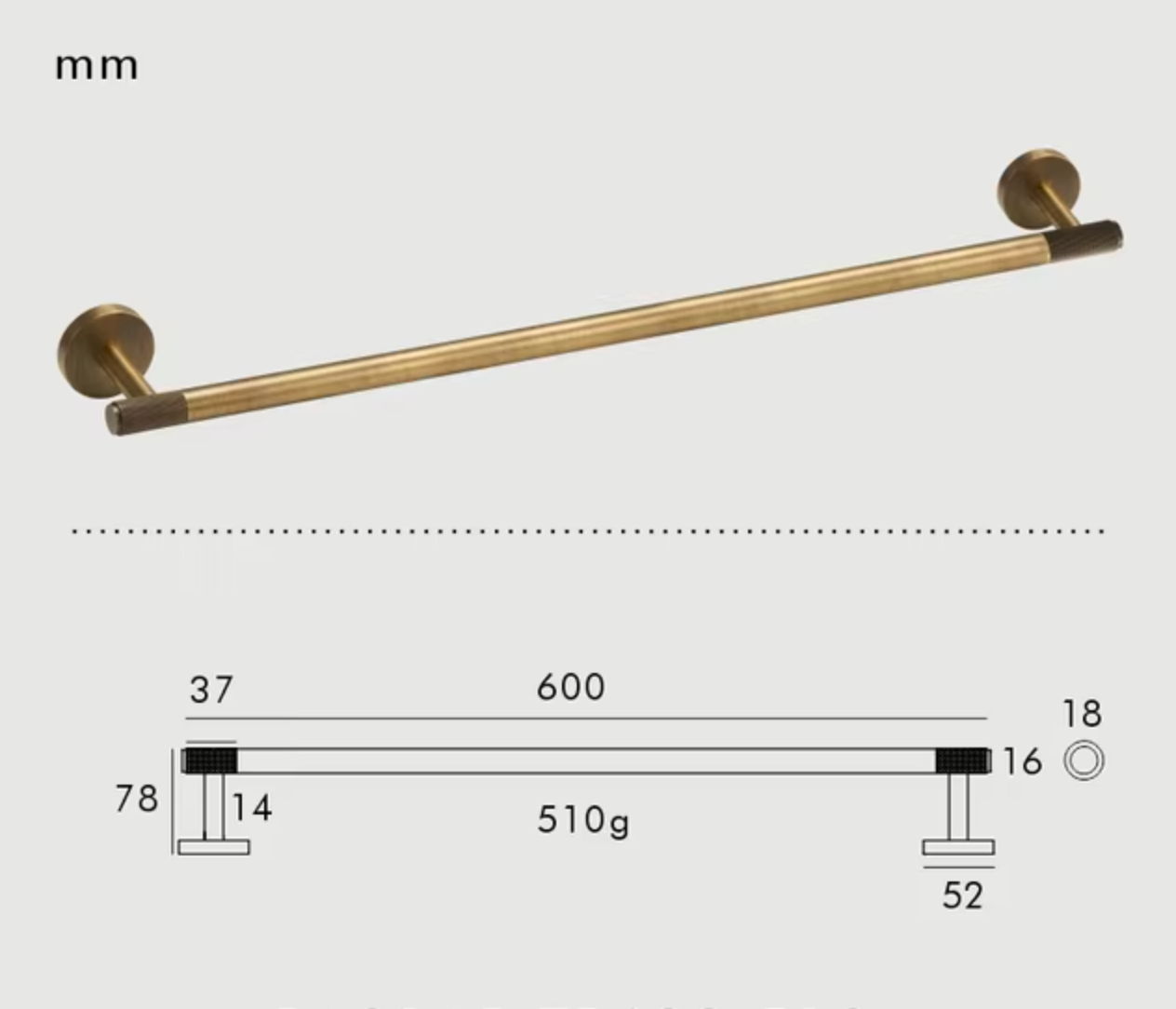 Brass Modern Knurled Bathroom Hardware (Aged Patina Brass)