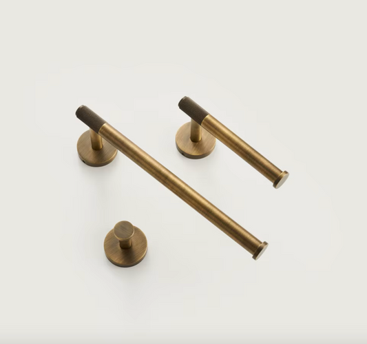 Brass Modern Knurled Bathroom Hardware (Aged Patina Brass)