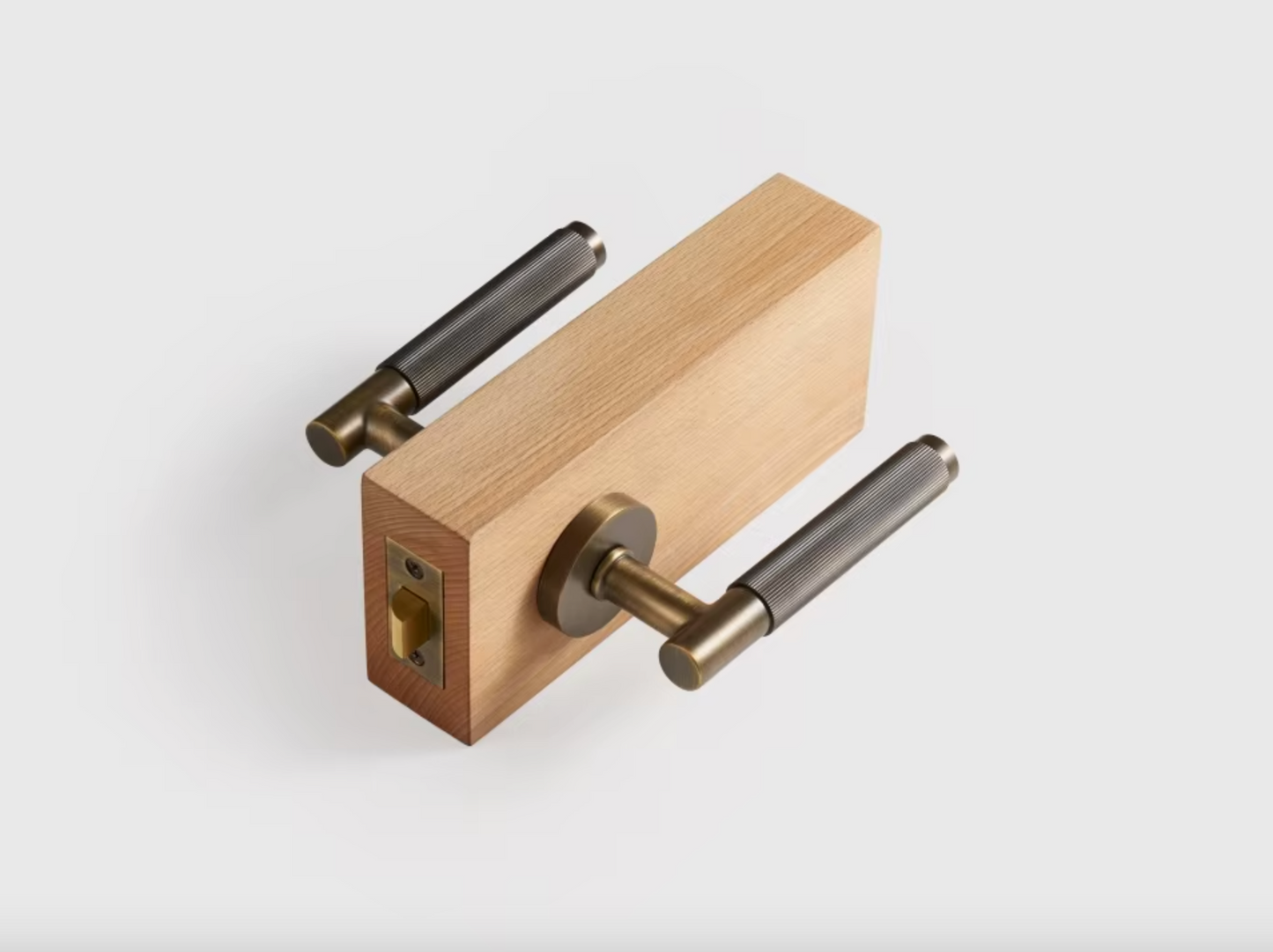Aged Patina Brass Linear Grooved Textured Interior Door Lever Handle Set
