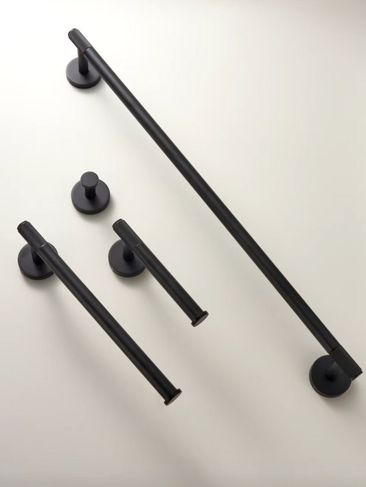 Brass Modern Knurled Bathroom Hardware (Matte Black)