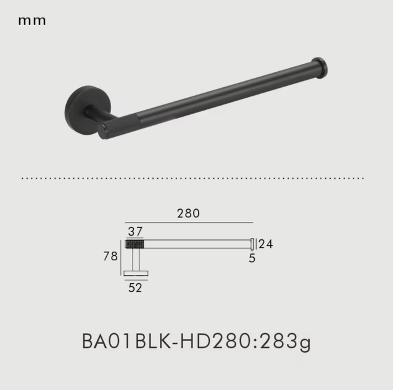 Brass Modern Knurled Bathroom Hardware (Matte Black)