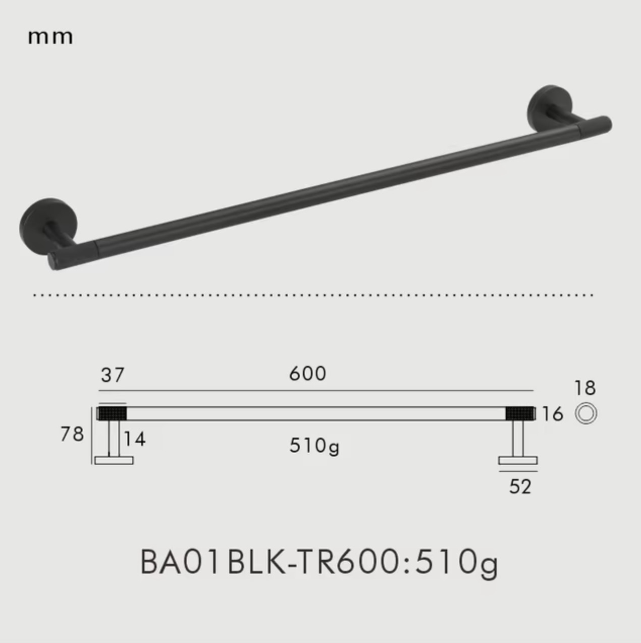Brass Modern Knurled Bathroom Hardware (Matte Black)
