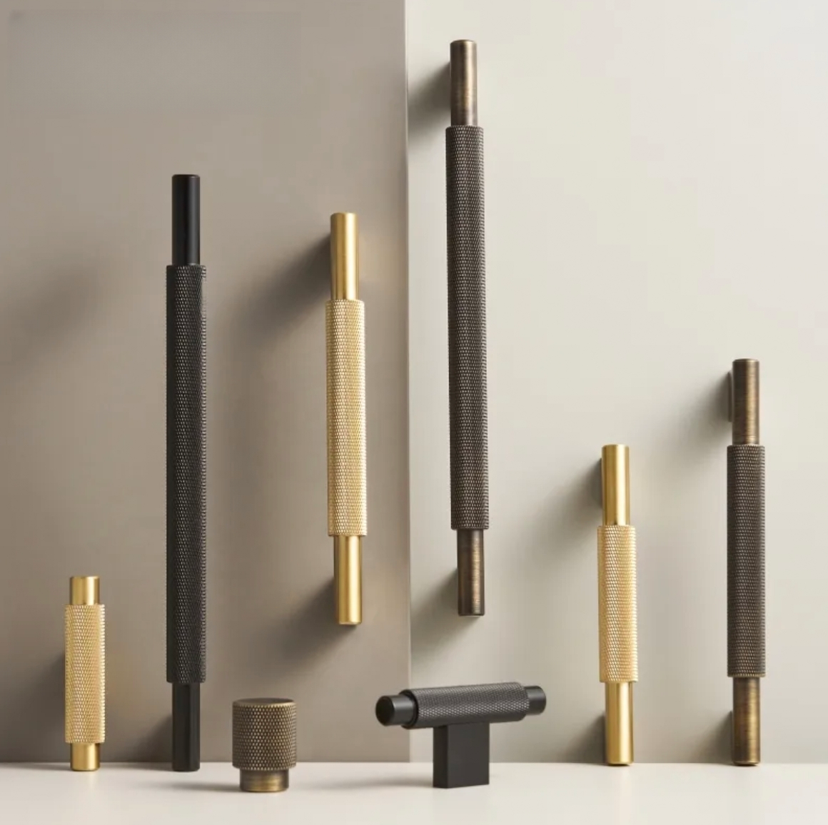 Solid Metal Brass Knurled Textured Handles - GRASSETO