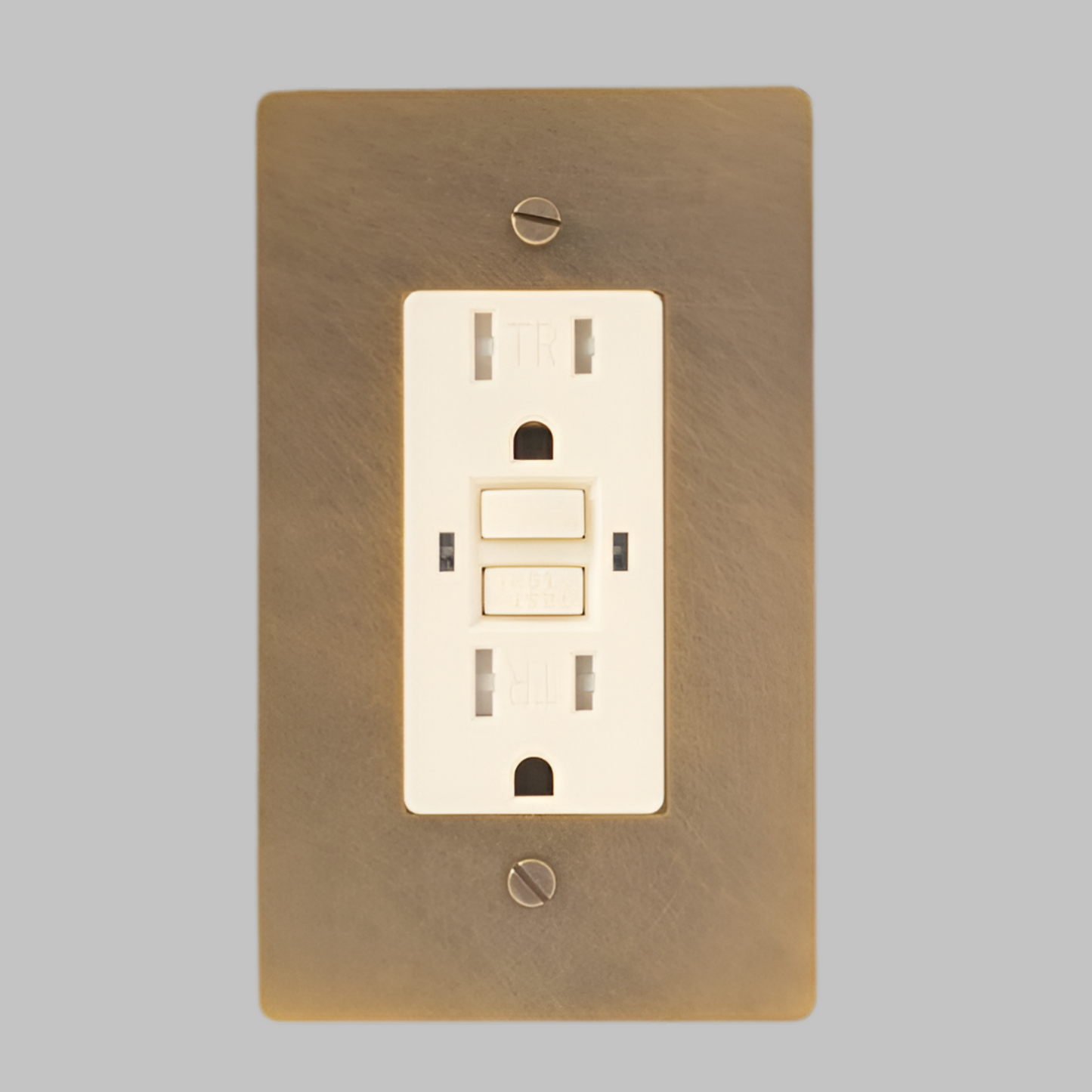 Aged Patina Brass With Ivory GFCI Duplex Electrical Outlet (1-Gang)