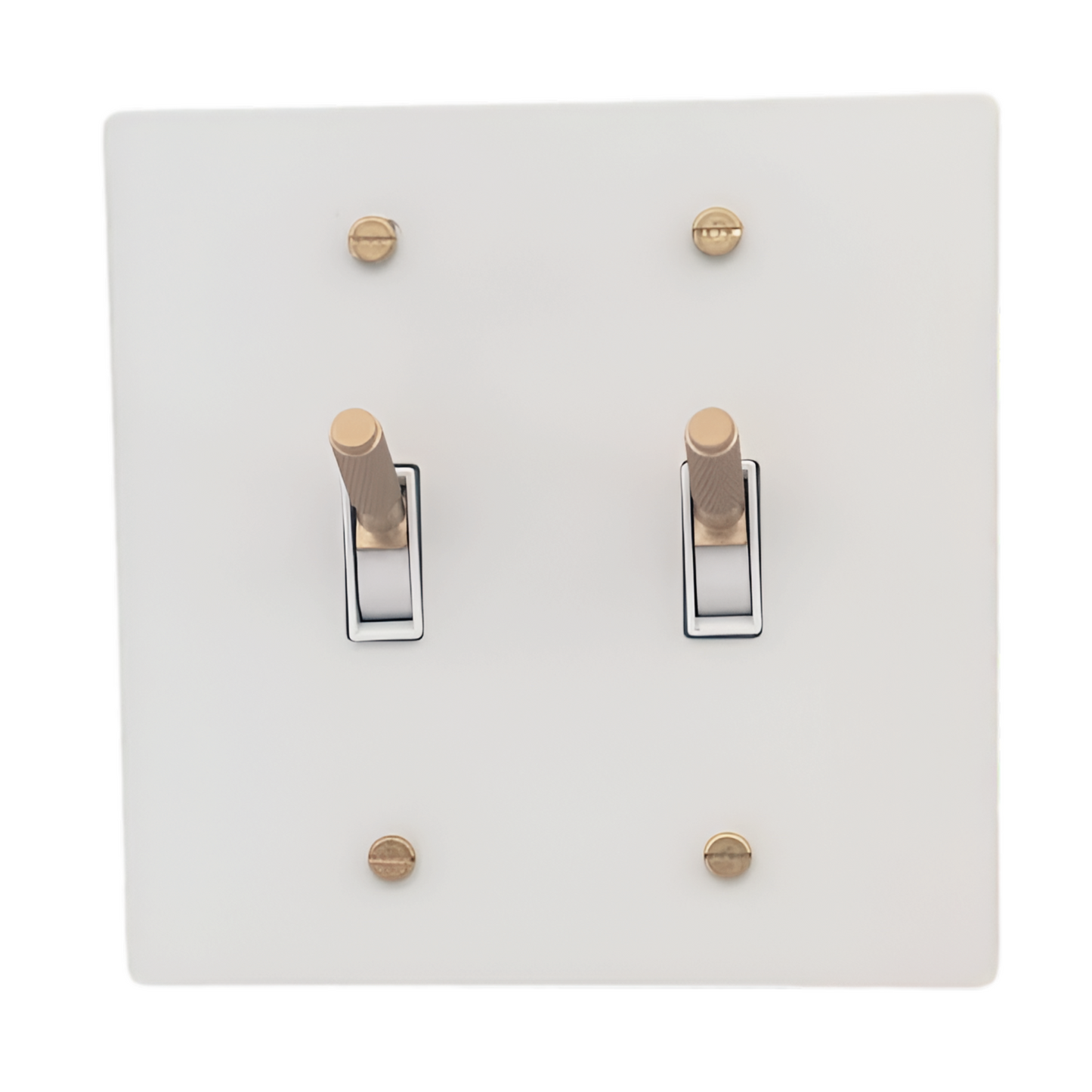 Brass Modern Toggle Light Switch (2-Gang) White With Satin Brass