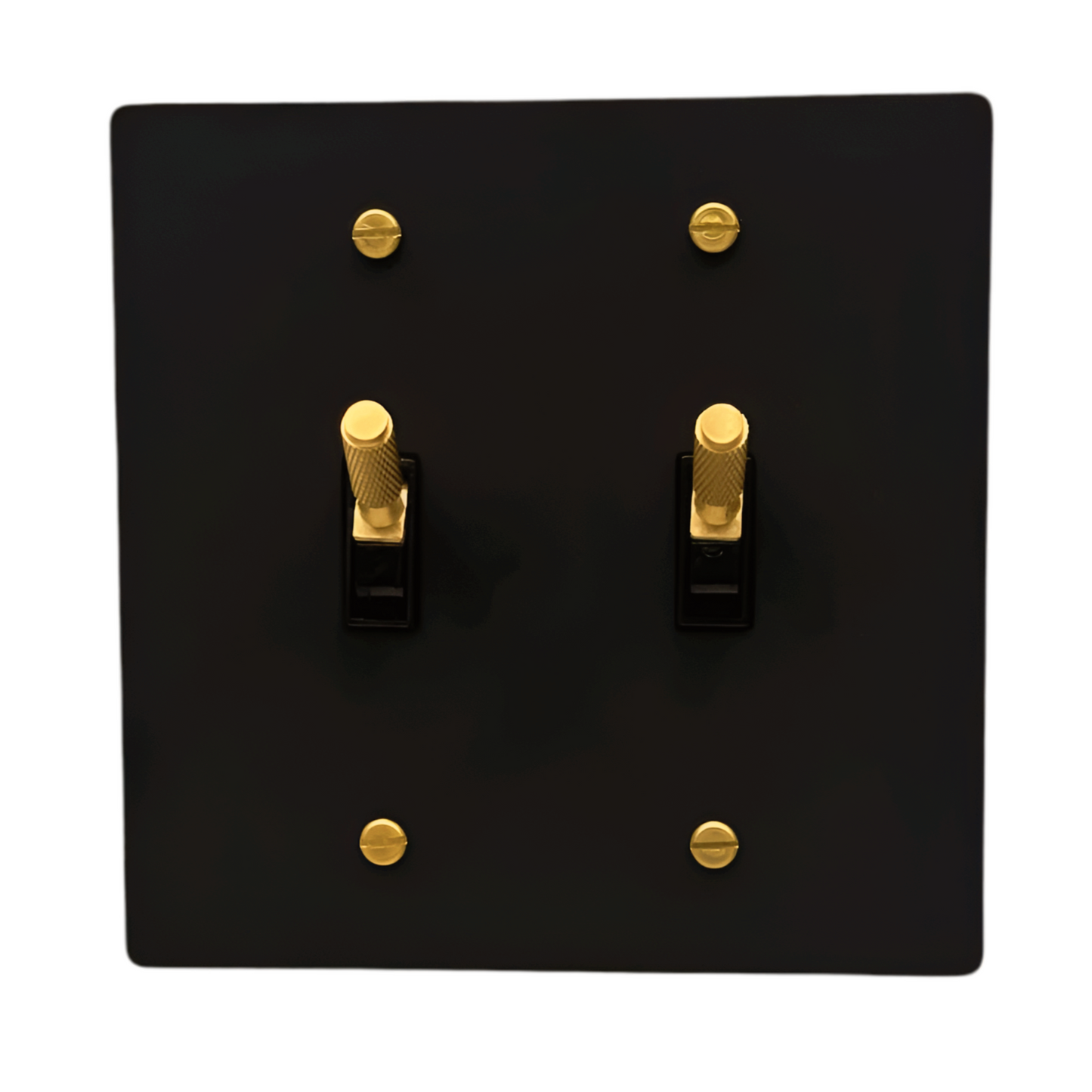 Brass Modern Toggle Light Switch (2-Gang) Matte Black With Satin Brass