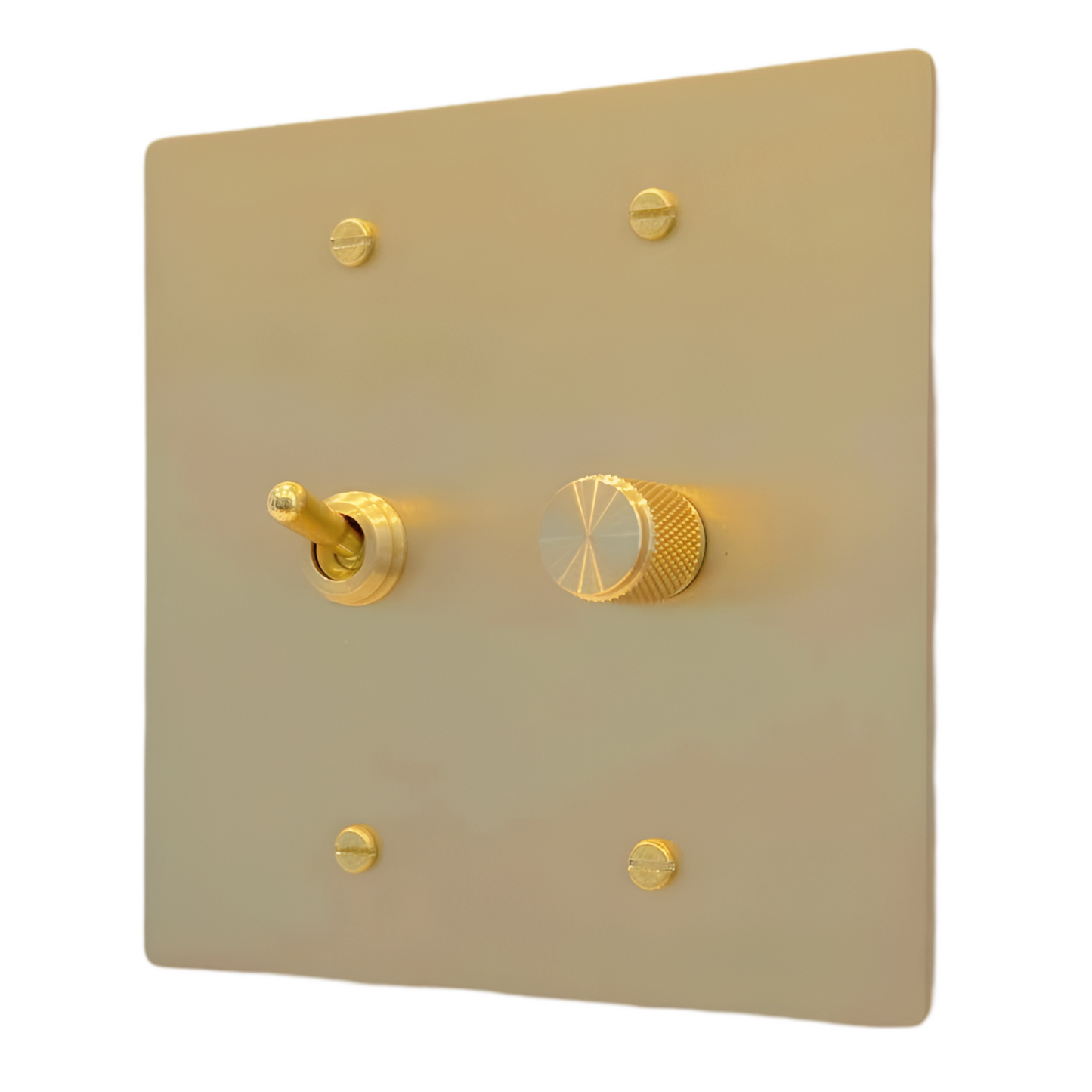 Brass Vintage Toggle Switch + Dimmer Switch (2-Gang) Satin Brass