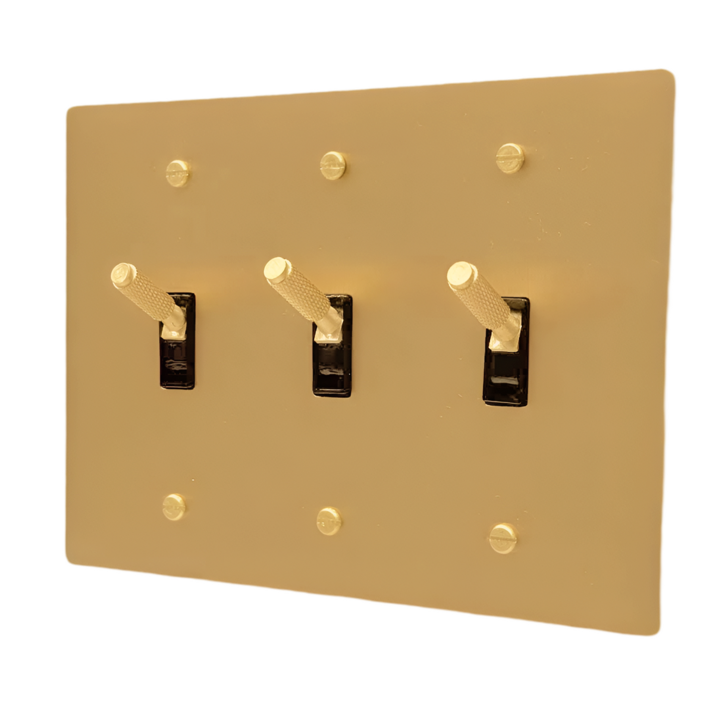 Brass Modern Toggle Light Switch (3-Gang) Satin Brass