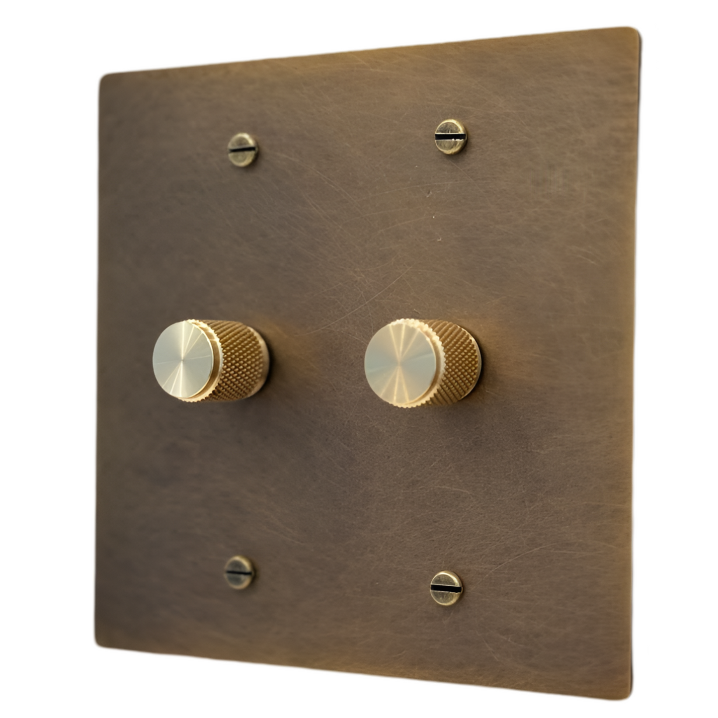 Brass Rotary Dimmer Switch 1-Way (2-Gang) Aged Patina Brass