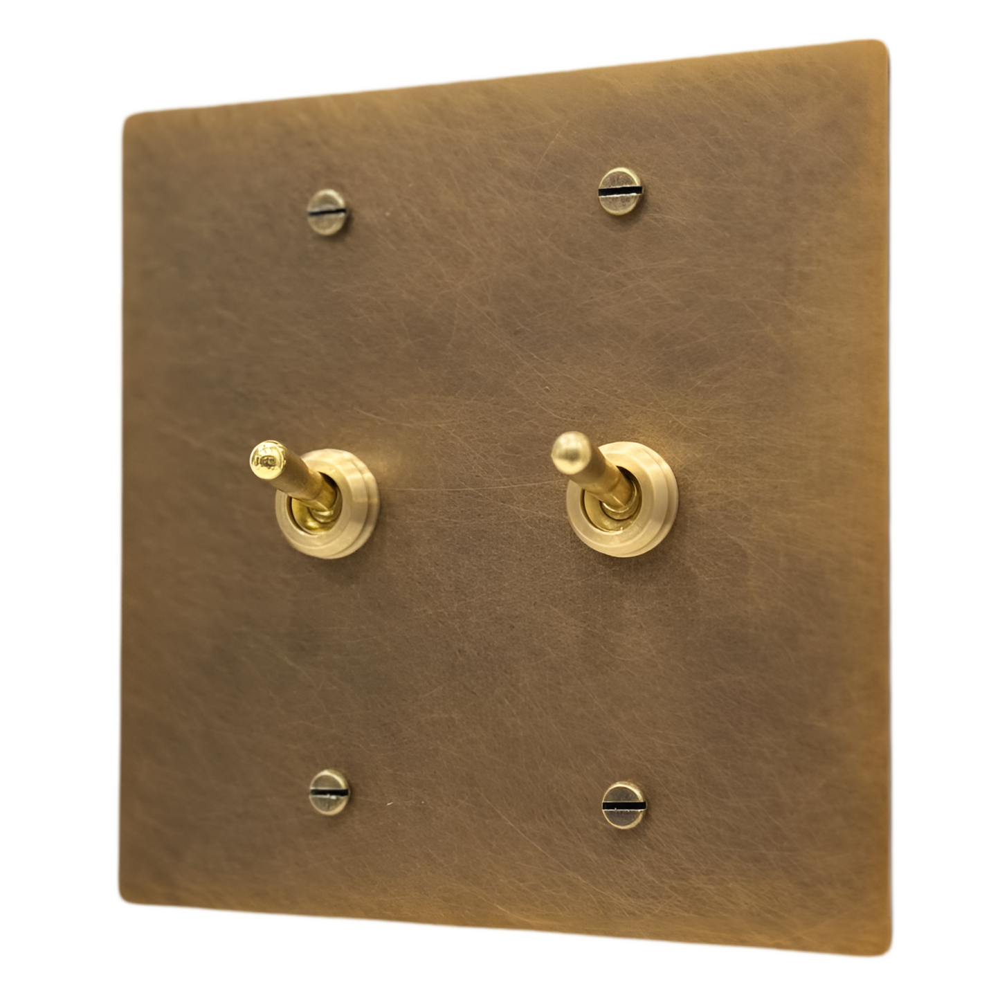 Brass Vintage Toggle Light Switch (2-Gang) Aged Patina Brass