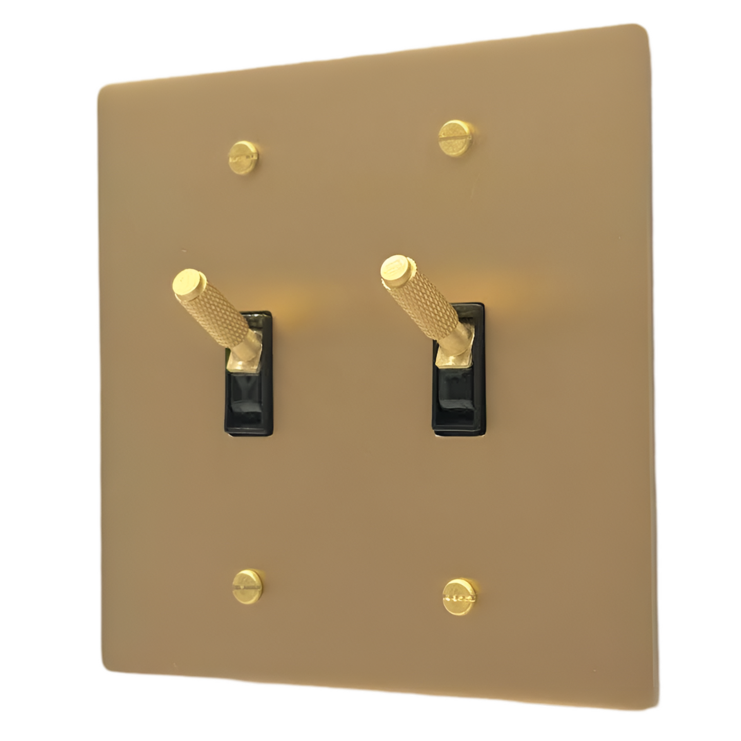 Brass Modern Toggle Light Switch (2-Gang) Satin Brass