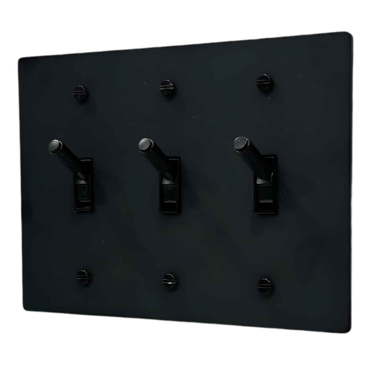Brass Modern Toggle Light Switch (3-Gang) Matte Black