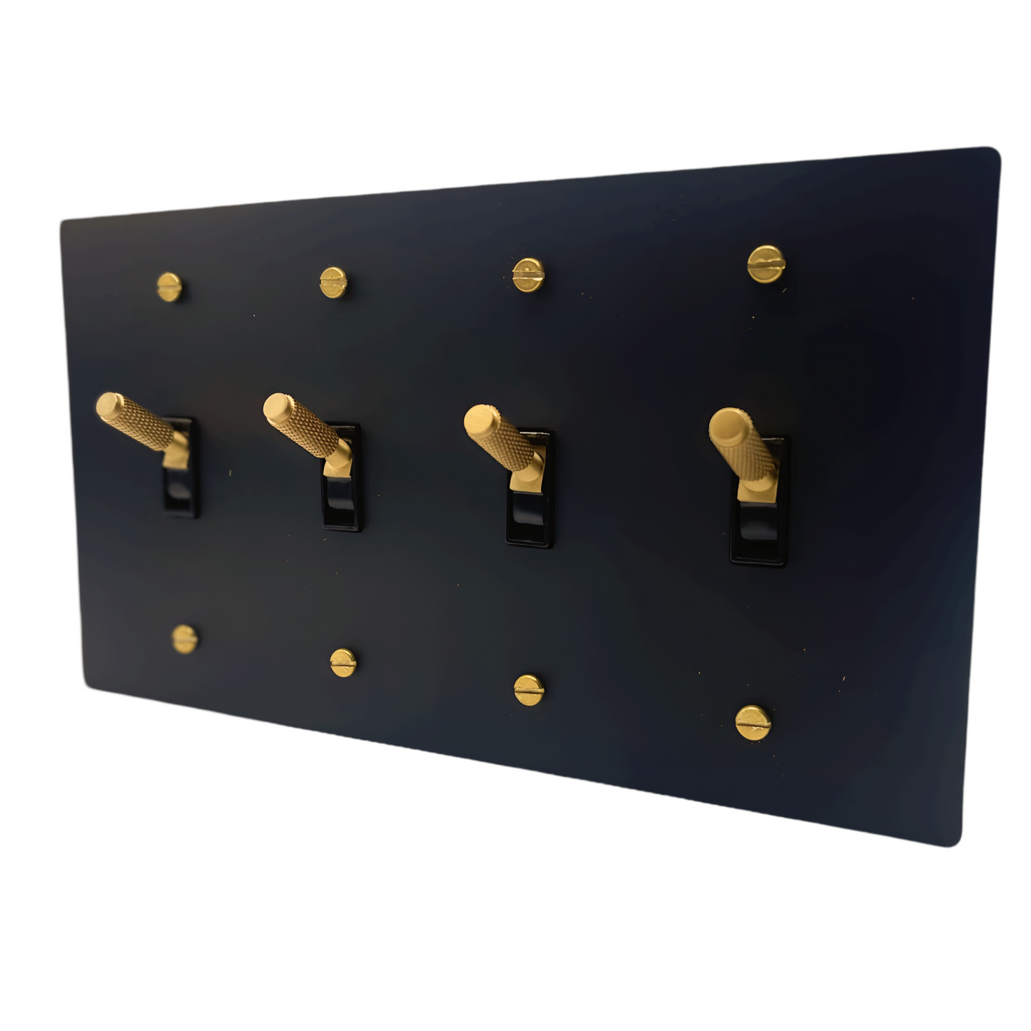 Brass Modern Toggle Light Switch (4-Gang) Matte Black With Satin Brass