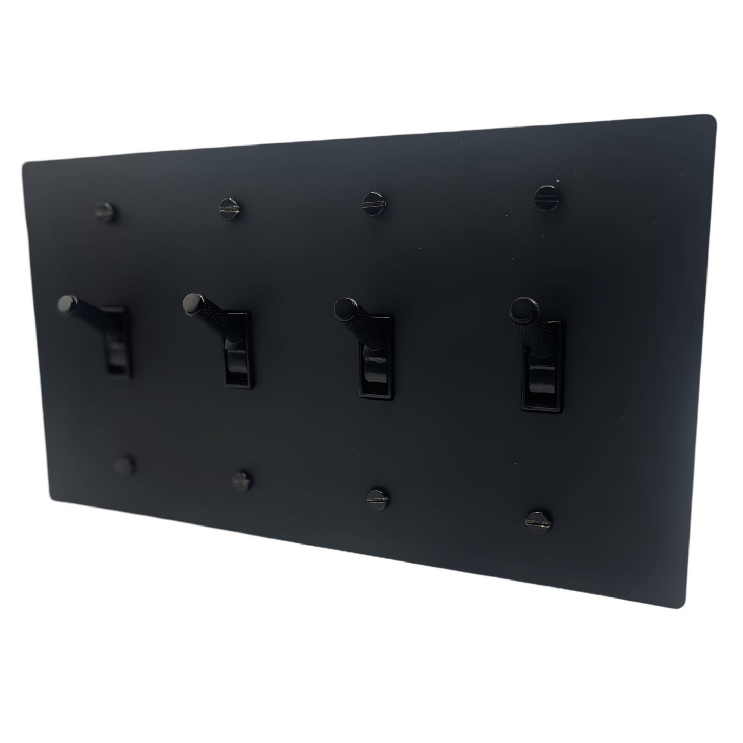 Brass Modern Toggle Light Switch (4-Gang) Matte Black