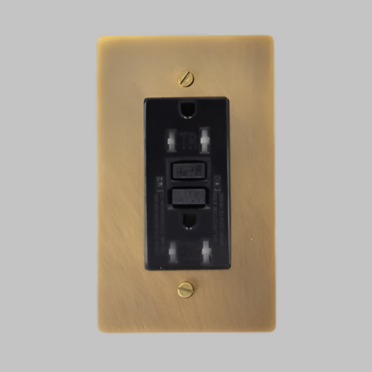 Aged Patina Brass GFCI Duplex Electrical Outlet (1-Gang)