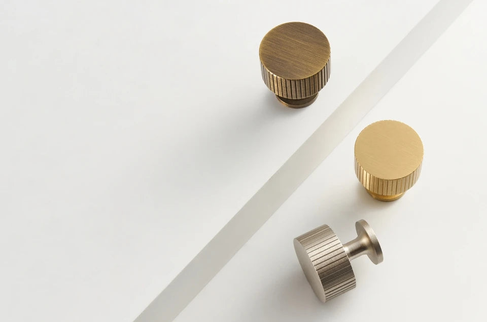 Solid Metal Brass Knurled Textured Handles - ELEGANTE