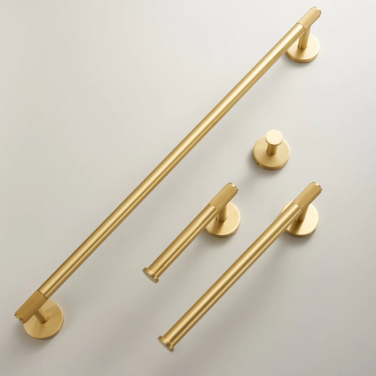 Brass Modern Knurled Bathroom Hardware (Satin Brass)