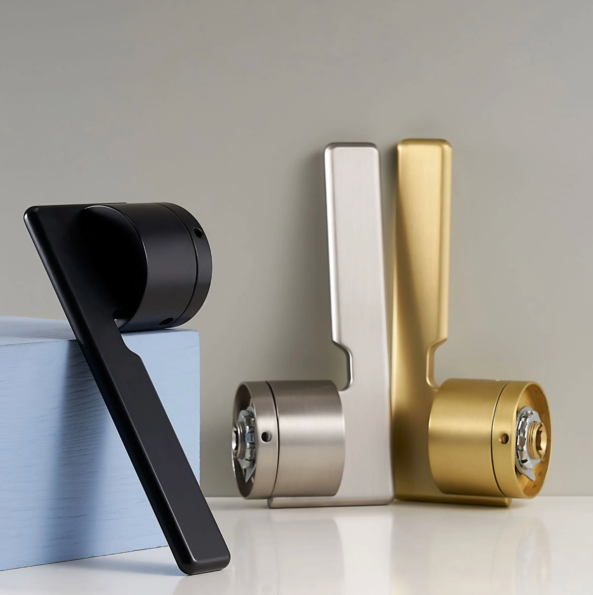 Matte Black Brass Modern Solid Door Lever Handle