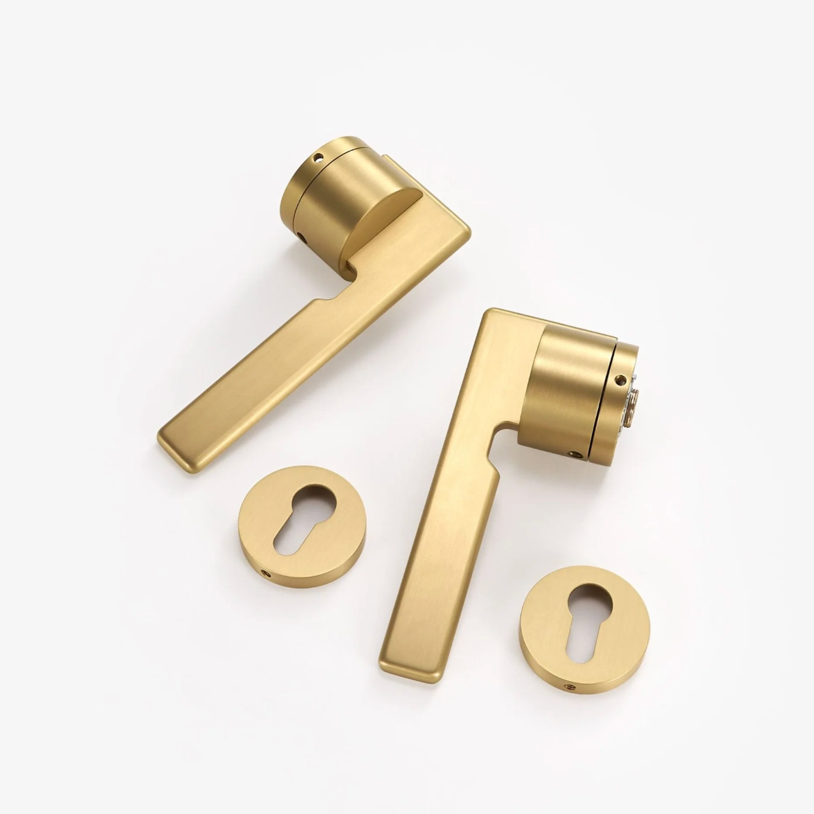 Satin Brass Modern Solid Door Lever Handle