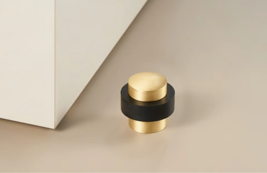 Solid Brass Door Stopper With Heavy Duty Rubber Bumper (Satin Brass)