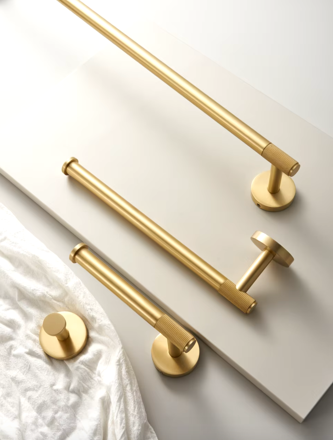 Brass Modern Knurled Bathroom Hardware (Satin Brass)