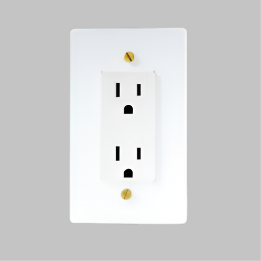 Brass Standard 15A Outlet (1-Gang) White With Satin Brass