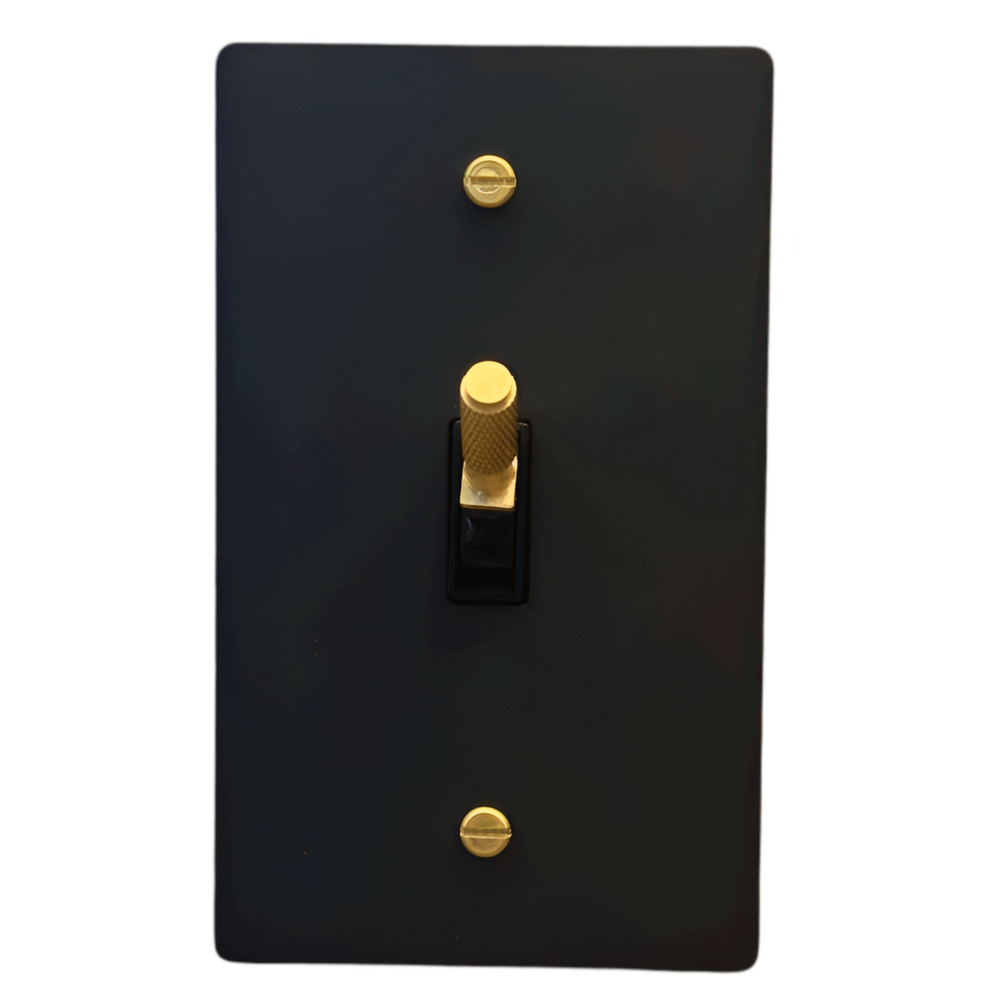 Brass Modern Toggle Light Switch (1-Gang) Matte Black With Satin Brass