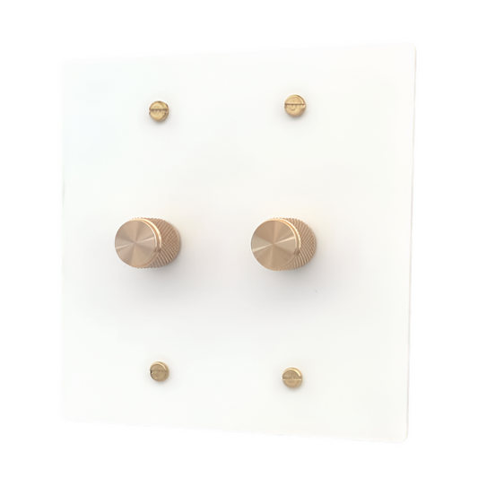 Brass Rotary Dimmer Switch 1-Way (2-Gang) White With Satin Brass