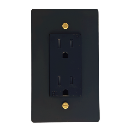 Brass Standard 15A Outlet (1-Gang) Matte Black With Satin Brass