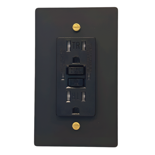 Brass GFCI Outlet (1-Gang) Matte Black With Satin Brass